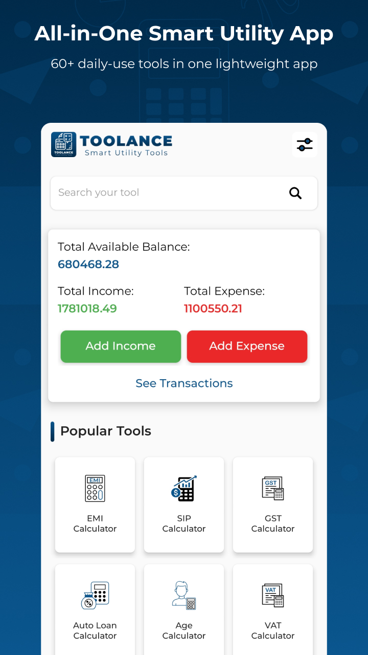 TOOLANCE app screenshot